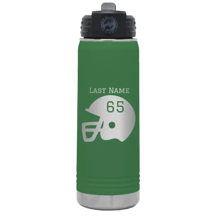 Personalized Football Helmet 20 oz Water Bottle - Green