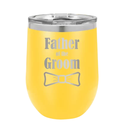 Personalized Father of the Groom Wine Cup - Yellow