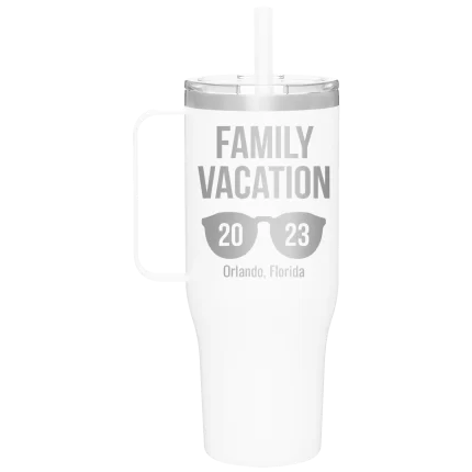 Personalized Family Vacation 40 oz Tumbler Mug - White