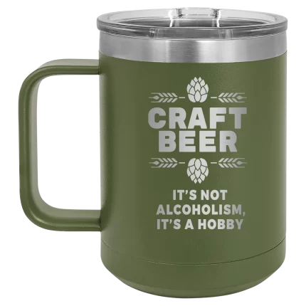 Personalized Craft Beer 15 oz Mug - Olive Green