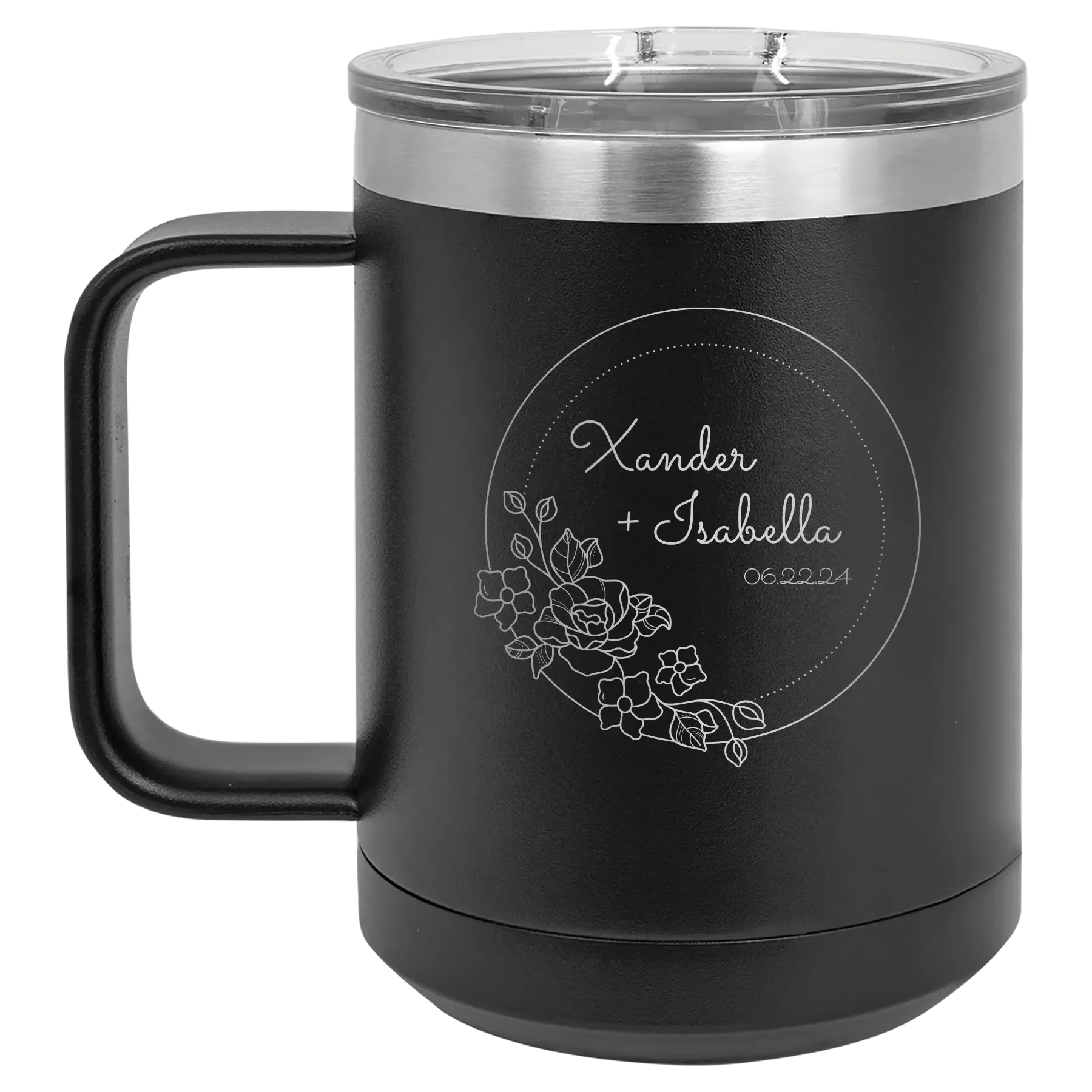 7dPersonalized-Floral-Circle-with-Text-Wedding-or-Anniversary-15-oz-Mug-Black