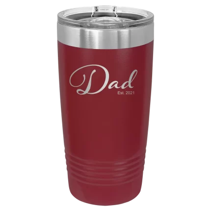 Personalized Dad Est 20 oz Tumbler - Maroon