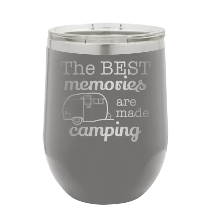 Personalized Camping Wine Cup - Dark Gray