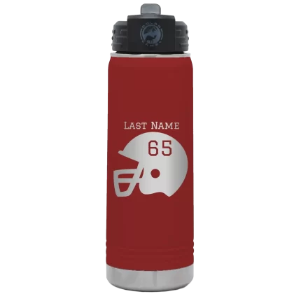 Personalized Football Helmet 20 oz Water Bottle - Maroon