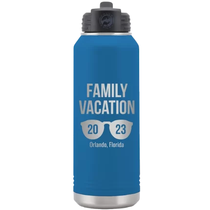 Personalized Family Vacation 32 oz Water Bottle - Royal Blue