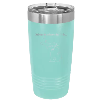 Personalized Michigan Heart 20 oz Tumbler - Teal