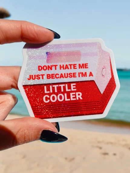 Funny Vinyl Sticker – Little Cooler – Retro Red Holographic Waterproof Decal