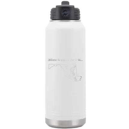 Personalized Maryland Heart 32 oz Water Bottle - White