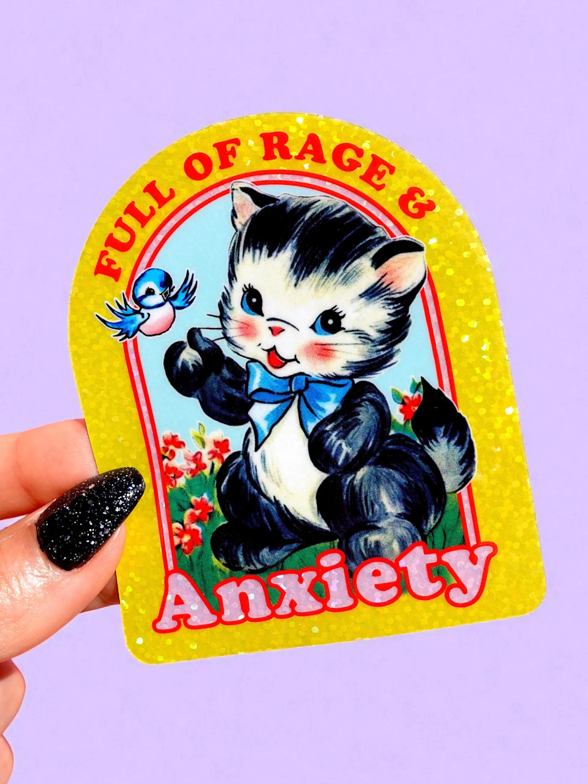 8vFull-of-Rage-Anxiety-Retro-Cat-Glitter-Vinyl-Sticker