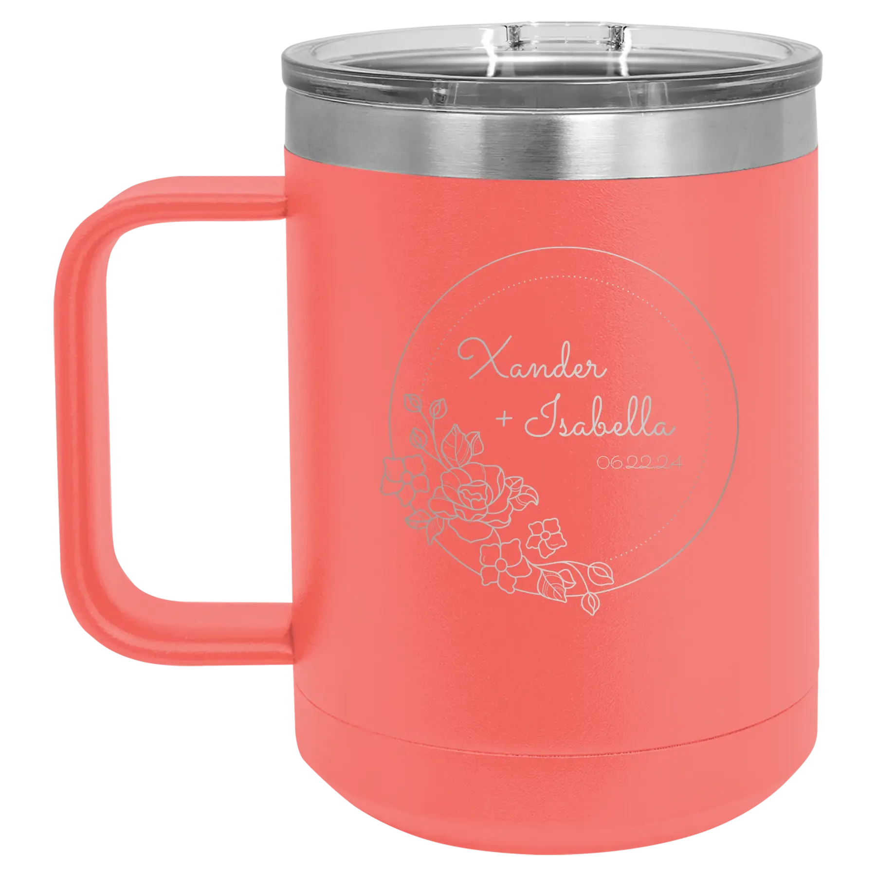 9ePersonalized-Floral-Circle-with-Text-Wedding-or-Anniversary-15-oz-Mug-Coral