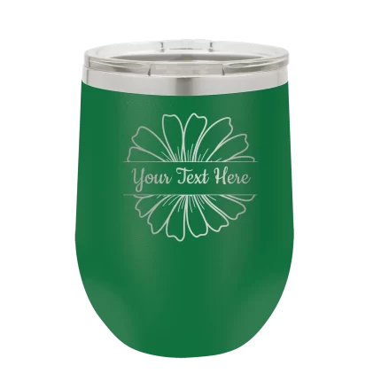Personalized Flower 1 Wine Cup - Green