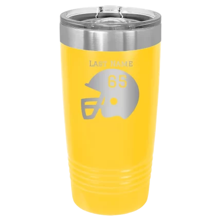 Personalized Football Helmet 20 oz Tumbler - Yellow