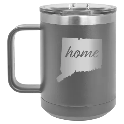 Personalized Connecticut Home 15 oz Mug - Dark Gray