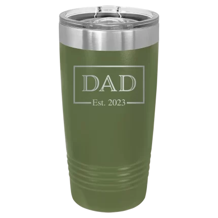 Personalized Dad Est2 20 oz Tumbler - Olive Green