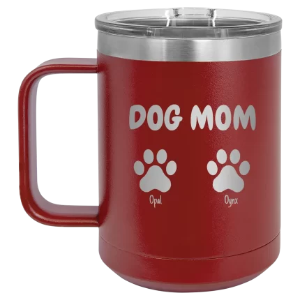 Personalized Cat Dog Mom Dad 2 paws 15 oz Mug - Maroon