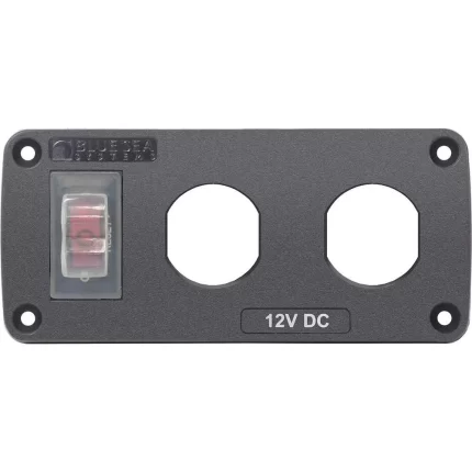 4364 Water Resistant USB Accessory Panel - 15A Circuit Breaker, 2x Blank Apertures